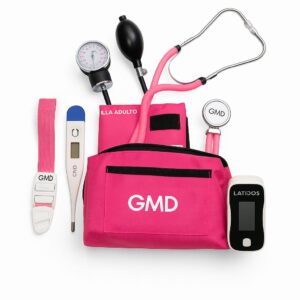 KIT ECO Plus+ | Kit De Tensiómetro Y Fonendoscopio Rappaport Con Estuche Colors GMD + oxímetro + Torniquete + Termómetro rígido